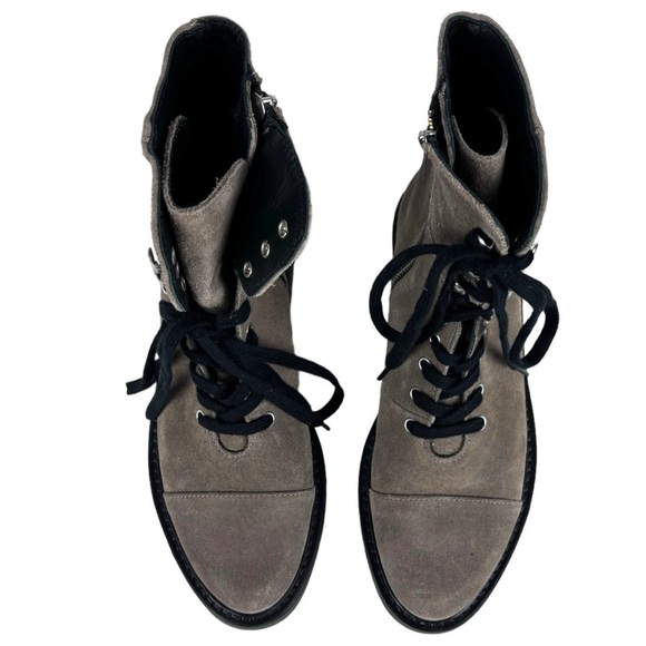 ALL SAINTS DUSTY WF658X BEIGE SUEDE LEATHER LACE UP ANKLE COMBAT STYLE LUG BOOTS - Picture 9 of 16